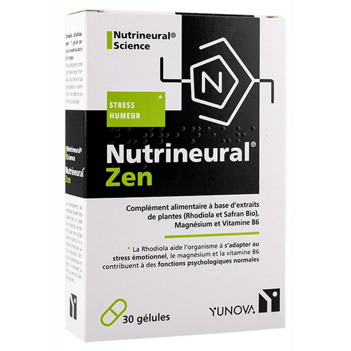 Nutrineural Zen Complement rhodiola et safran-bio stress émotionnel Yunova