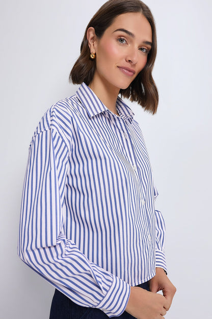 Blue Stripe Cropped Jasper Button Down