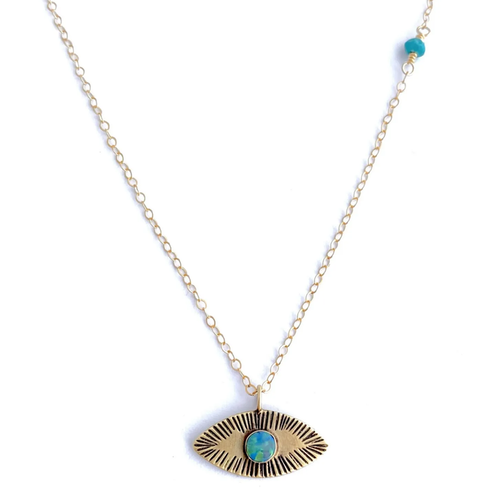 Opal Set on Bronze Eye Necklace