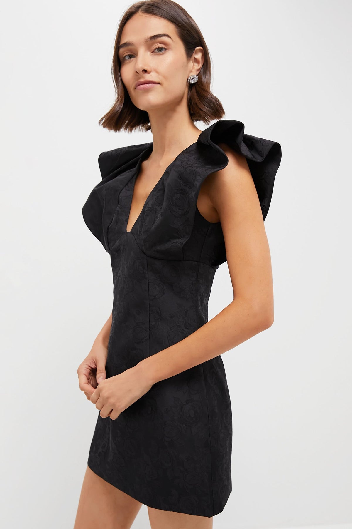 Black Jacquard Tanya Mini Dress