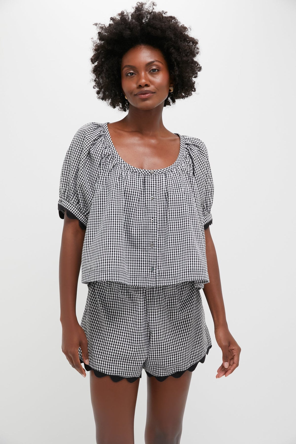 Black Gingham Ric Rac Tully Top