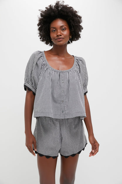 Black Gingham Ric Rac Tully Top