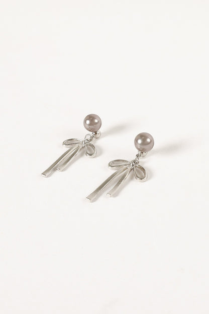 Elena Bow Earrings - Silver