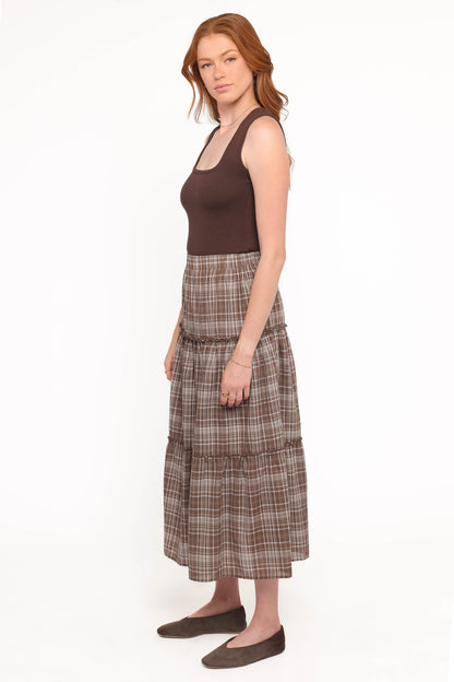Campbell Tiered Maxi Skirt - Juno Check