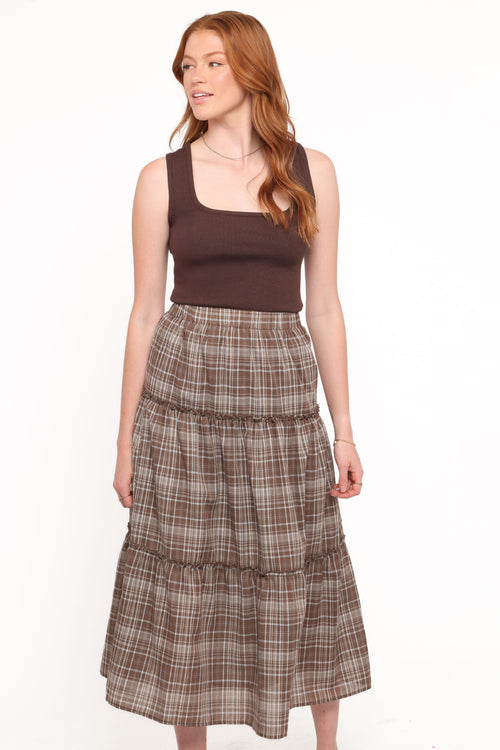 Campbell Tiered Maxi Skirt - Juno Check