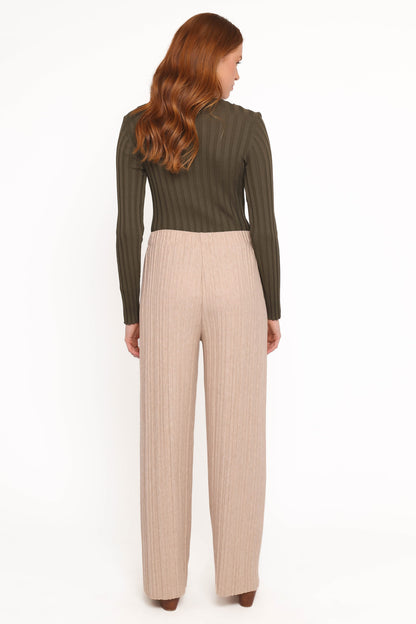 Davis Pleated Knit Pant - Beige