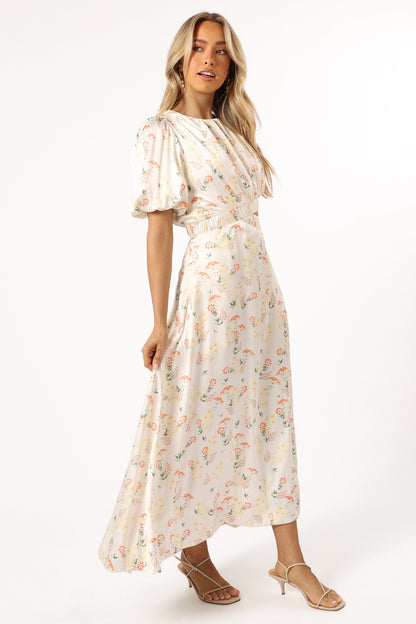 Aminah Puff Sleeve Dress - Yellow Floral