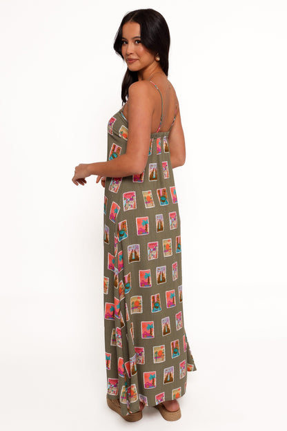 Aoife Maxi Dress - Olive Print
