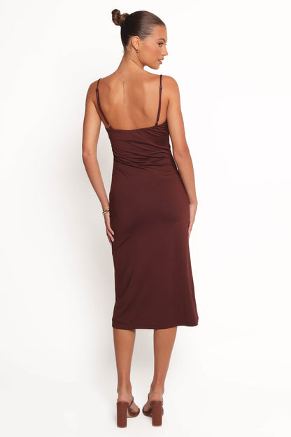 Ashy Midi Dress - Brown