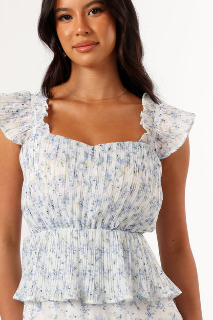 Cayson Midi Ruffle Dress - Cream Lavender