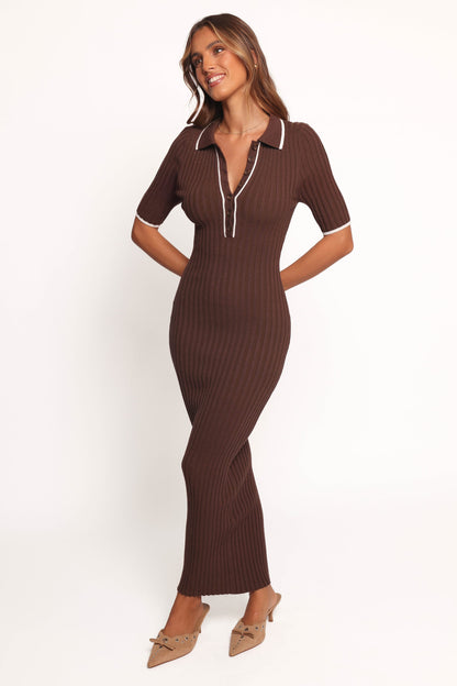Conner Short Sleeve Knit Dress - Chocolate