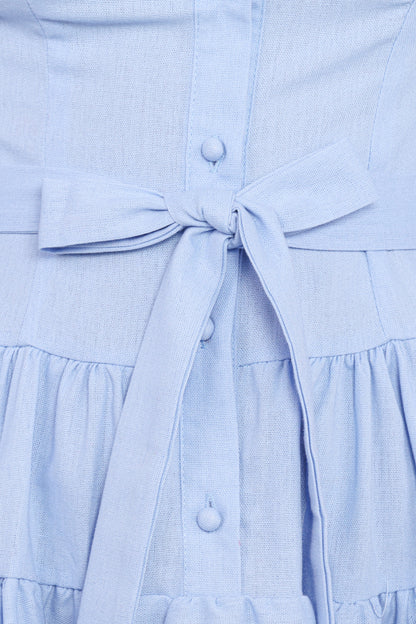 Diantha Long Sleeve Mini Dress - Blue