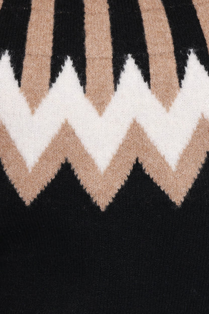 Donner Fairisle Mockneck Sweater - Black