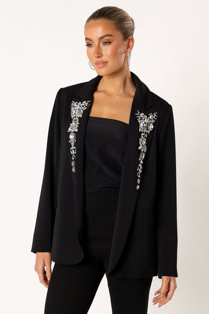 Aubree Embellished Blazer - Black