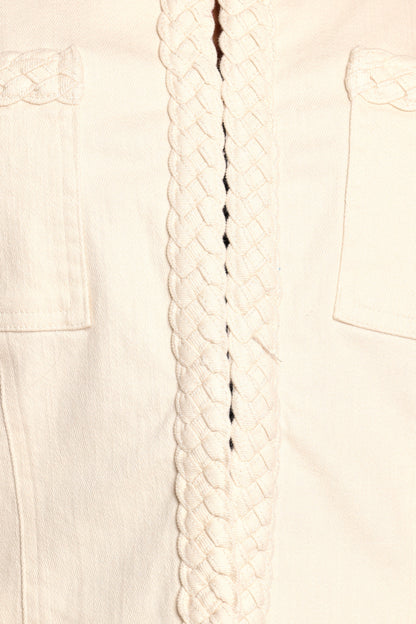 Braided Trim Crop Jacket - Ecru