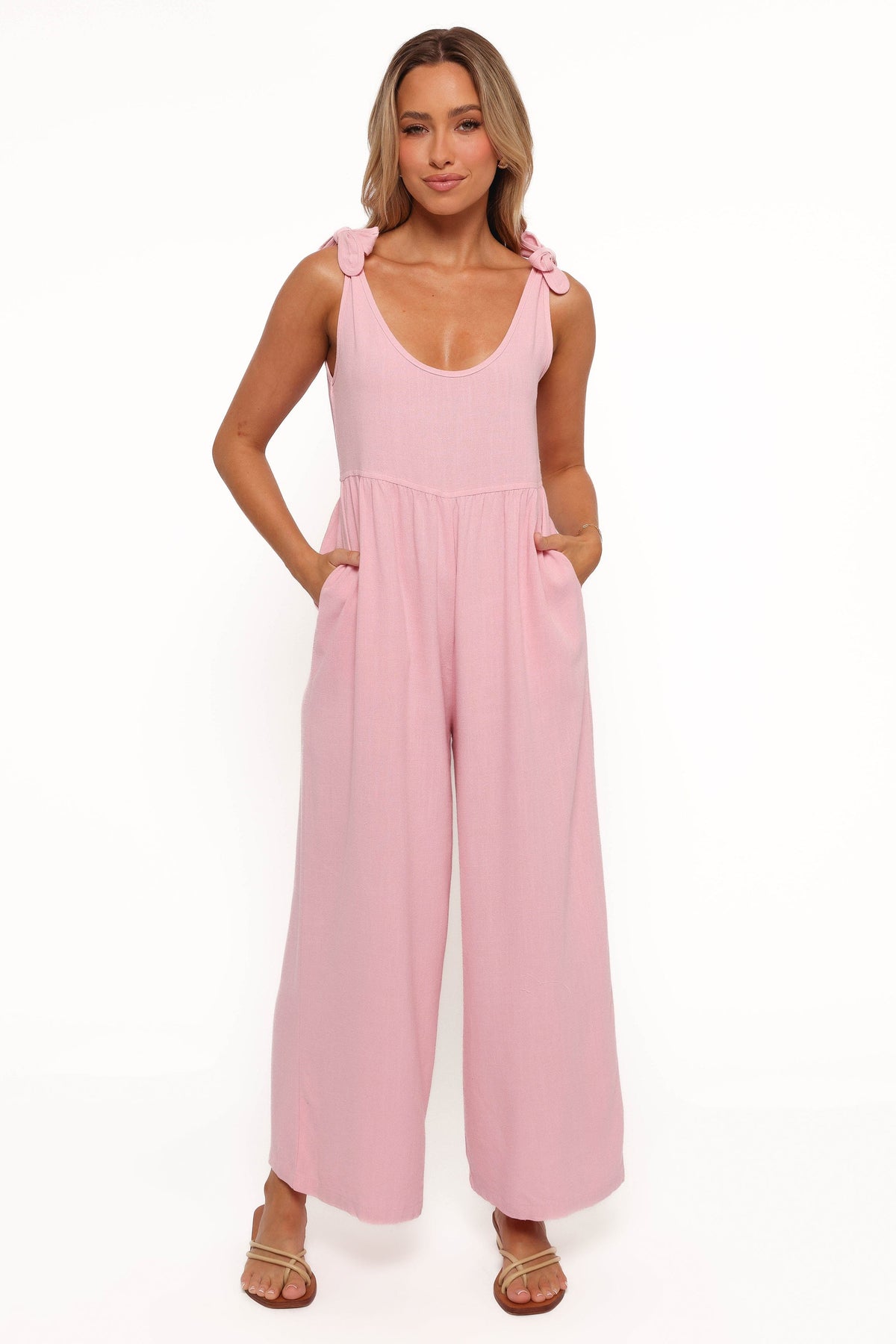 Ayla Linen Jumpsuit - Pale Pink