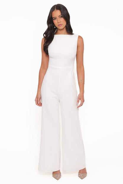 Brenda Lace Back Jumpsuit - White