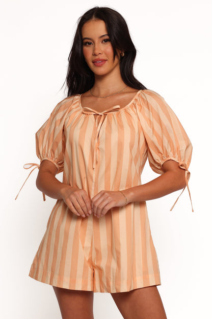 Carina Striped Romper - Terracotta Stripe