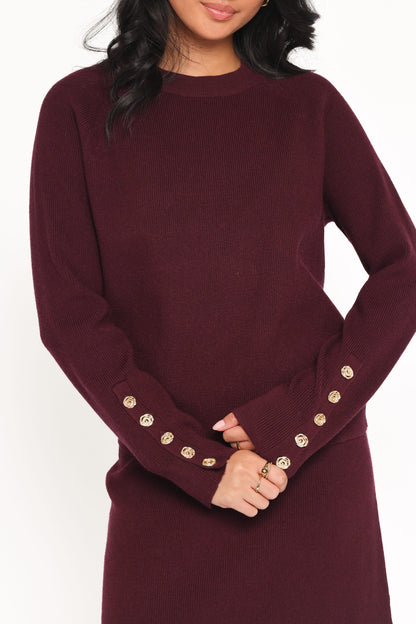 Bridget Maxi Skirt Sweater Set - Maroon
