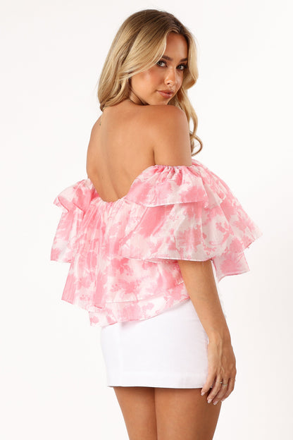Deedi Off Shoulder Top - Pink Floral
