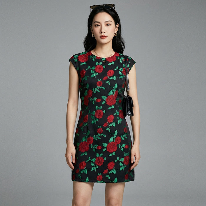 Robe courte imprimée slim fit col rond K-fashion - Koreanxwear - Taille XS