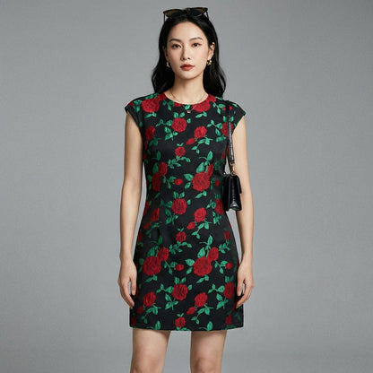 Robe courte imprimée slim fit col rond K-fashion - Koreanxwear - Taille XS