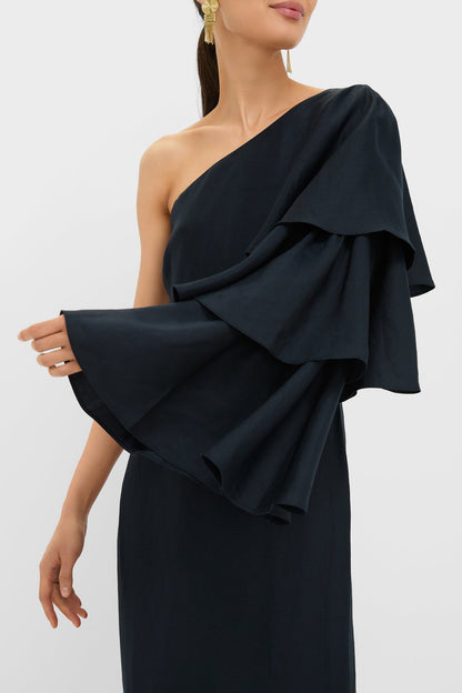 Black Bidi Bidi Bom Bom Tea Length Dress