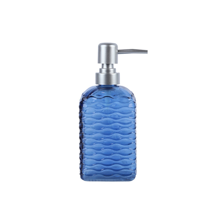 Quilted Glass Soap Dispenser with Pump - Navy