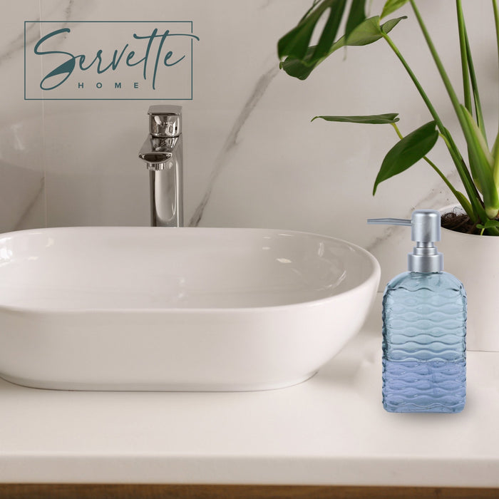 Quilted Glass Soap Dispenser with Pump - Sage