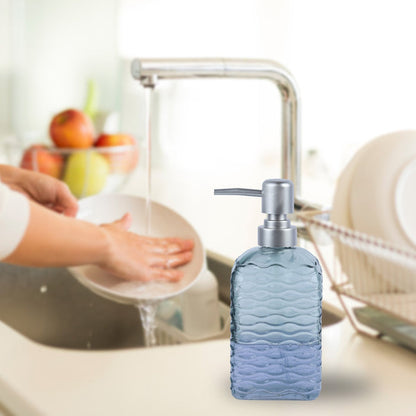 Quilted Glass Soap Dispenser with Pump - Sage