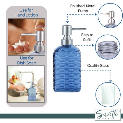 Quilted Glass Soap Dispenser with Pump - Sage