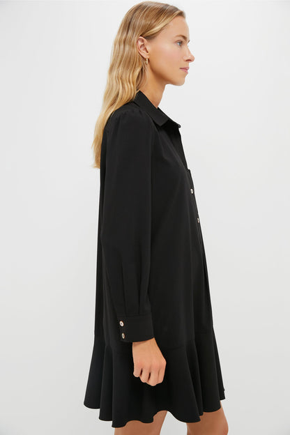 Black Crepe Callahan Shirt Dress