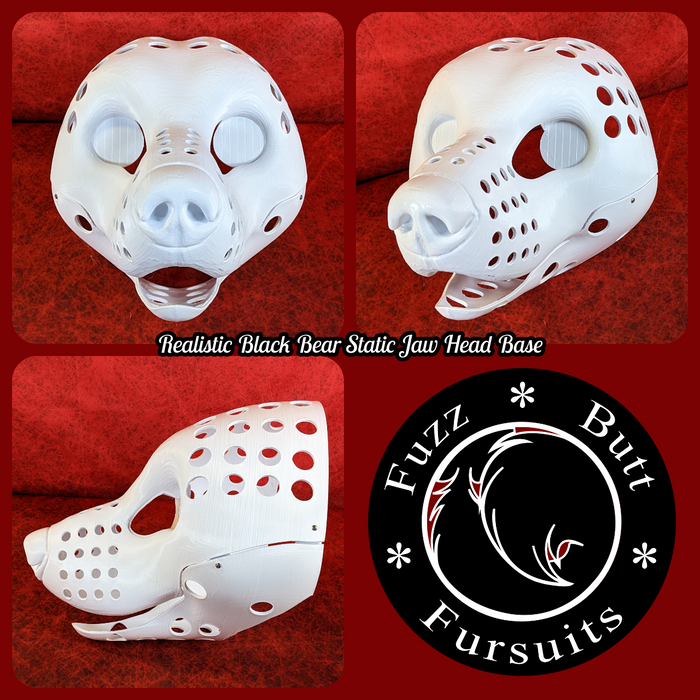 Realistic Black Bear Static Jaw Head Base