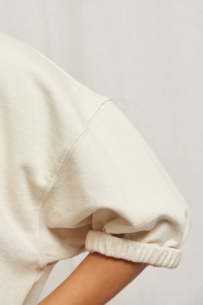 Rebecca Cotton SS Rolled Crewneck -Sugar-PWT