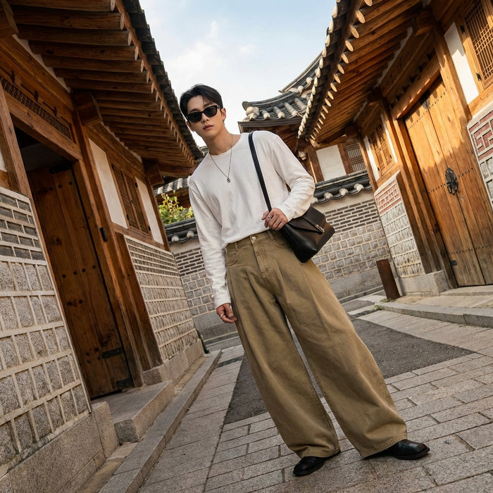 Pantalon cargo droit décontracté pour homme - Koreanxwear