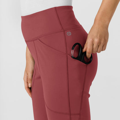 RENEW Knit Women's Flare Yoga Scrub Pant Ruby hemline detail