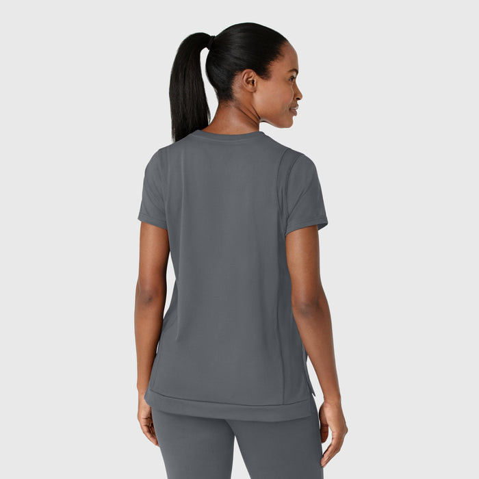RENEW Knit Women's Flex-n-Reach Crew Neck Scrub Top Pewter back view