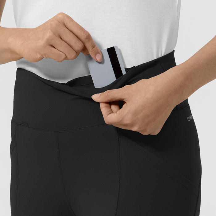 RENEW Women's Straight Leg Yoga Pant Black front detail