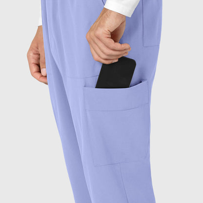 RENEW Men's Tapered Scrub Pant Ceil Blue side detail 1