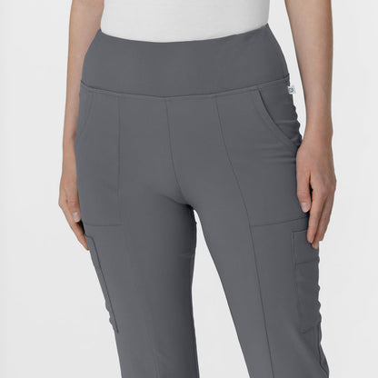 RENEW Women's Front Slit Flare Scrub Pant Pewter front detail