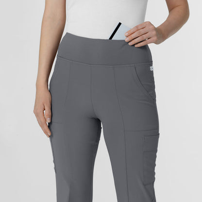 RENEW Women's Front Slit Flare Scrub Pant Pewter side detail 1