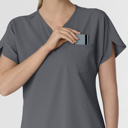 RENEW Women's Dolman Scrub Top Pewter hemline detail