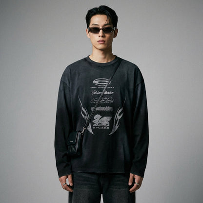 Sweat à capuche noir imprimé flammes - Mode streetwear unisexe - Taille M