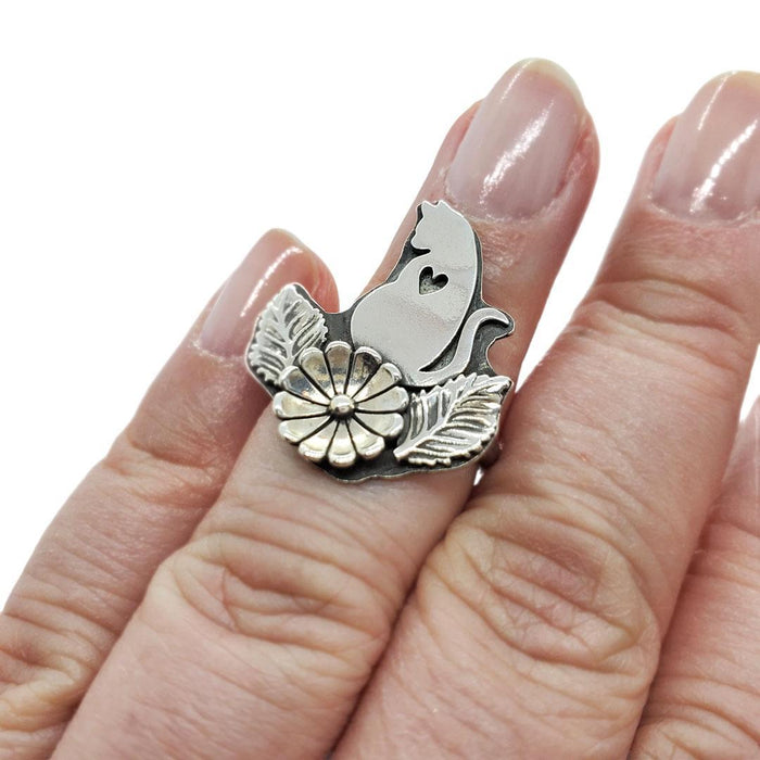 Ring - Single Meow Cat (Size 6 & 9.5) by Wanderlust Silver
