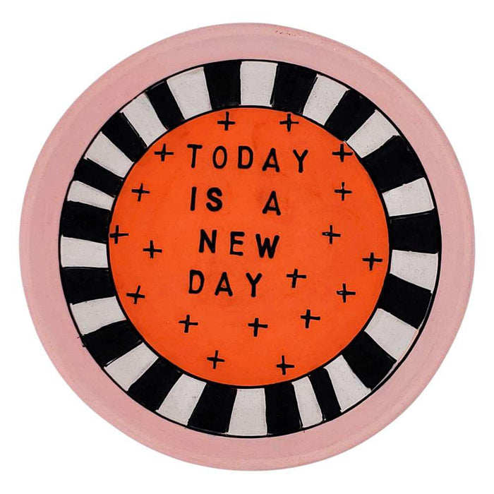 LJ151RO $28 - Red Orange - Today Is a New Day - 5in Ring Dish