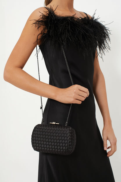Black Evelyn Woven Clutch