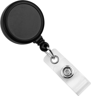 Round Max Label Badge Reel with Vinyl Strap and Slide Belt Clip, Qty = 25