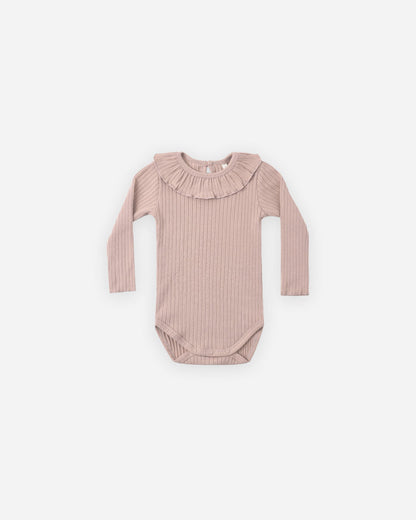 Ruffle Collar Bodysuit in Rosewood