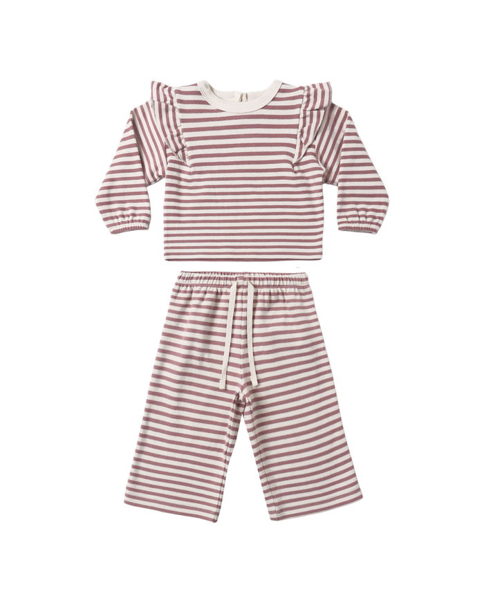 Ruffle Cozy Set ll Mulberry Stripe