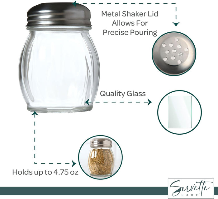 Servette Home 4.75 Ounce Round Glass Spice Jar with Metal Shaker Lid